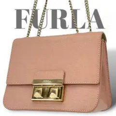 FURLA フルラ メトロポリス チェーン　ショルダーバッグ　ピンクベージュ