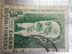 切手　古い切手　記念切手　記念　世界の切手　等　スタンプ　CR $ 0,60 BRASIL CORREIO CENTENARIO DE NASCIMENTO 1855-1955 ーSー015
