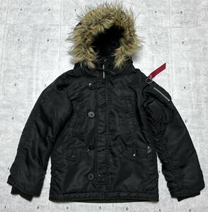 アルファ キッズ130 N-3B フライトジャケット 中綿入り フードボア　　ALPHA INDUSTRIES ミリタリージャケット 袖リブ 子供服 柳8770