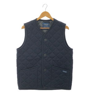 タグ付き 別注 LAVENHAM SUNSPEL ラベンハム サンスペル SLJ2072 COLLARLESS GILET MENS カラーレスジレ 中綿ベスト ウール M ネイビー