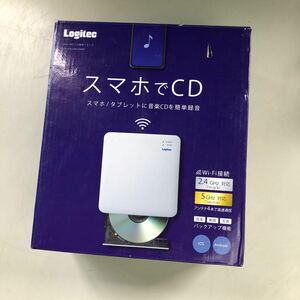 ロジテック Logitec ホワイト 音楽CD取り込みドライブ スマホでCD 5GHz WiFi CD 録音ドライブ　LDR-PS5GWU3RWH 通電確認済み　W-0605-05