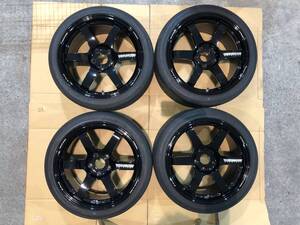 ★VOLK RACING TE37 SAGA S-plus 18インチ 9.5J インセット＋45 5H 114.3 特注ブラック 超美品 NITTO INVO 255/35R18★