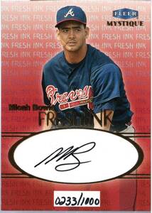 1999 FLEER MYSTIQUE FRESH INK AUTOGRAPH Micah Bowie 233/1000