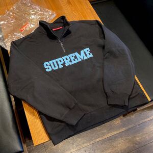 新品 今期 24aw Supreme Collegiate Half Zip Pullover 黒 XL ブラック シュプリーム ハーフジップ プルオーバー スウェット カナダ製