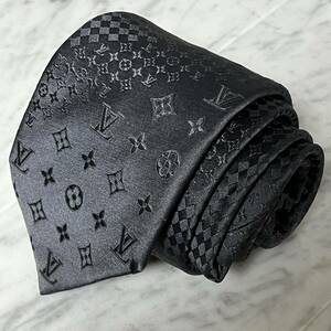 699円～ LOUIS VUITTON ネクタイ ミックスモノグラム LV グレー ストライプ クラヴァット (GB3)