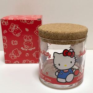 1991年 ハローキティ コルクポット サンリオ トヨハン Hello kitty ガラスポット ガラスキャニスター 90年代 旧ロゴ 箱付き 当時物 レトロ