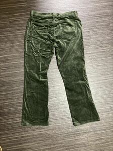 ユニクロ　サイズ69　コーディロイ　ワイドパンツ　股下65センチ　UNIQLO women pants corduroy dark green ストレッチ