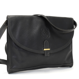 1円 ◆美品 LOEWE ロエベ 2wayバッグ ショルダー アナグラム レザー ブラック◆E.Boe.tI-18