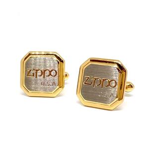 美品 zippo ジッポー ロゴ カフス ゴールド シルバー USA