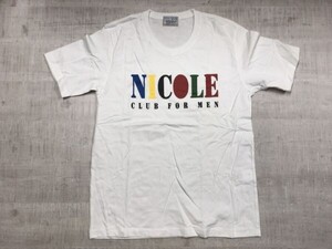 ニコルクラブ フォーメン NICOLE CLUB FOR MEN ネオお兄系 ネオグランジ Y2K カラフル ロゴプリント 半袖Tシャツ メンズ コットン100% F 白