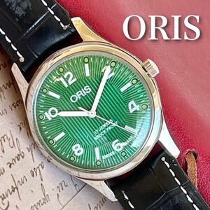 ■美品■オリス■ORIS 手巻き機械式1980年代ヴィンテージメンズ腕時計アンティーク即納 男性人気ブランド 緑ストライプ190