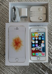 美品 iPhone SE 128GB SIMロック解除済 ゴールド Apple 白ロム 