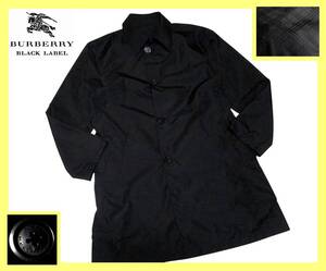 大人気 L 極美品 バーバリーブラックレーベル BURBERRY BLACK LABEL シャドーノバチェック/ブラック無地 リバーシブル ステンカラーコート