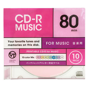 まとめ得 VERTEX CD-R(Audio) 80分 10P カラーミックス10色　インクジェットプリンタ対応 10CDRA.CMIX.80VXCA x [2個] /l