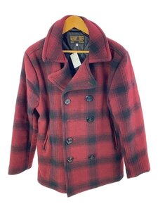 FARAH◆PILOT COAT/1943MODEL/ピーコート/S/ウール/ボルドー/チェック//