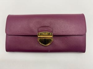 2412101892203 PRADA プラダ 長財布 ウォレット 紫 パープル ゴールド金具 107 現状品 中古