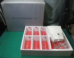 【希少 未使用】HOYA CRYSTAL DRINKING SET ホヤ クリスタル ドリンキング セット タンブラー 6客/アイス/ペール/昭和/レトロ/ガラス/根