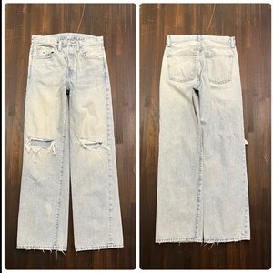 P メンズ パンツ GAP ギャップ デニム Gパン ルーズ ゆったり ブリーチ アメカジ カジュアル 古着 小さい FF208 / W28 レターパック配送