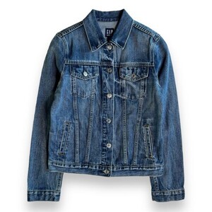 GAP DENIM ギャップ デニム 4ポケット USED加工 デニム トラッカー ジャケット Gジャン ライトアウター ブルゾン ショート丈 XS インディゴ