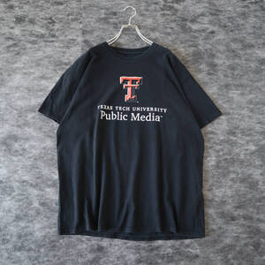 T215 TEXAS TECH Basketball Team Logo Tee XL バスケットボール チーム ロゴ プリント クルーネック Tシャツ 黒 ブラック