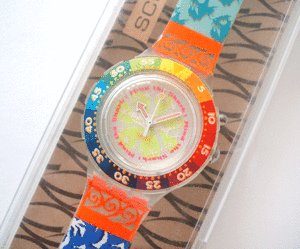 ★入手困難品★未使用品★1995年販売のビンデージSWATCH★スクーバ ルーミ★Mind The Shak★電池交換済み★