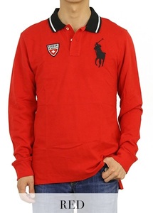 新品 アウトレット 1214 長袖 鹿の子 ポロ シャツ polo ralph lauren ポロ ラルフ ローレン 赤 red