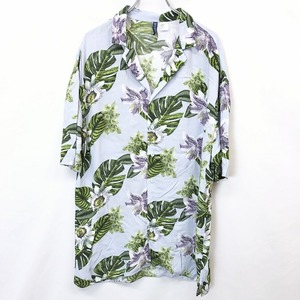 エイチアンドエム H＆M DIVIDED アロハシャツ 花柄 フラワー オープンカラー 半袖 ボックスカット レーヨン100% S ネイビー系 メンズ 男性