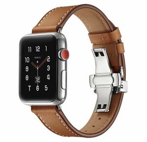 Apple Watch iPhone バックル レザーバンド 腕時計 ベルト Apple 38/40/41mm レザー 本革 ブラウン 茶色 プレゼント アップルウォッチ