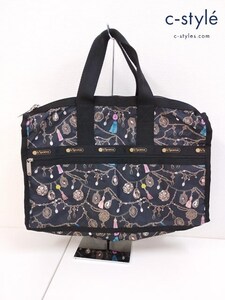 Y737 [人気] LeSportsac レスポートサック ボストンバッグ ポーチ付 ブラック ジュエル柄 レディース | Y★