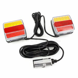 12V 汎用 トレーラー ヒッチメンバー LED テールランプ 左右 セット マグネット式 JIS 7極 7ピン カプラー 新品 日本規格 / 147-50