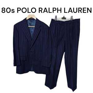 80s ポロラルフローレン　ストライプ　スーツ　セットアップ　古着　POLO RALPH LAUREN