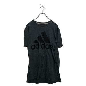 adidas半袖 プリント Tシャツ アディダス S ダークグレー ロゴ スポーツウェア クルーネック 古着卸 アメリカ仕入 a604-7403