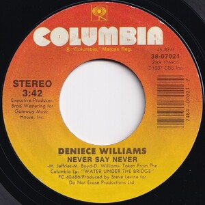 Deniece Williams Never Say Never / Love Finds You Columbia US 38-07021 208862 SOUL ソウル レコード 7インチ 45