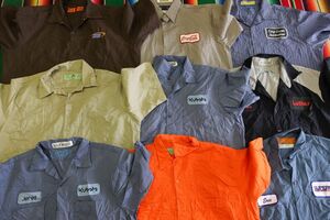 SSH-WK17 ブランドMIX 半袖ワークシャツ プレーン ワッペン ワンポイント￥1～ビンテージUSA古着卸大量セット業者まとめ売り