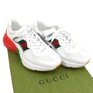 1点限定 未使用品 グッチ シューズ スニーカー ライトン 643491 #7 26cm 643491 シェリーライン ホワイト GUCCI