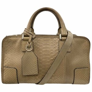 LOEWE ロエベ アマソナ28 パイソンレザー ハンドバッグ ショルダーバッグ ベージュ系 レディース【中古】