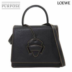 新品同様 ロエベ LOEWE バルセロナ 2way ハンド ショルダー バッグ レザー ブラック ゴールド 金具 Barcelona Bag 90251619