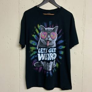 DOM動物柄アニマル柄ネコ柄Tシャツ古着猫メンズL