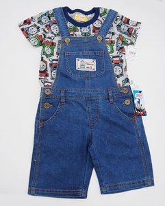 新品■THOMAS トーマス 男の子 オーバーオール Tシャツ ２枚セット 95 グレー 機関車トーマス ★