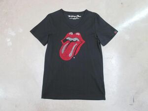 The Rolling Stones ザローリングストーンズ AR26017 ラインストーン 半袖 Tシャツ sizeM/黒 ■◆