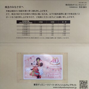 東京ディズニーリゾート 株主用パスポート 有効期限1月31日まで