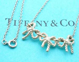 Tiffany & Co. ティファニー トリプルリボン ネックレス スターリングシルバー925 銀 K18 750 ゴールド 金 5.7g 3302