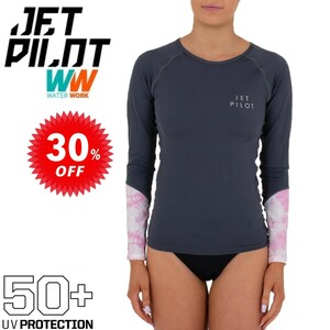 ジェットパイロット JETPILOT レディース ラッシュガード セール 30%オフ 送料無料 タイダイ L/S ラッシー S20515 チャコール 10/M