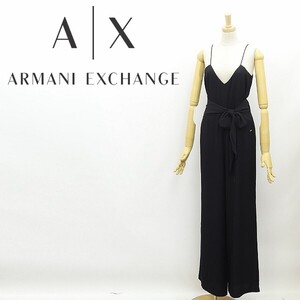 新品 国内正規品◆ARMANI EXCHANGE アルマーニ エクスチェンジ ウエストリボン キャミソール サロペット オールインワン 黒 ブラック 2