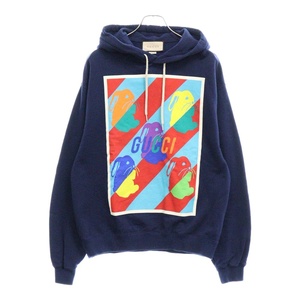 GUCCI グッチ Lunar New Year Bunny Print Hooded Sweatshirt バニープリント プルオーバーパーカー フーディ ネイビー 728986 XJE78