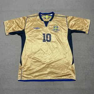 UMBRO アンブロ スウェーデン代表 100周年記念 2004 04 #10 レプリカ ユニフォーム シャツ ゴールド XL XXL ズラタン・イブラヒモビッチ