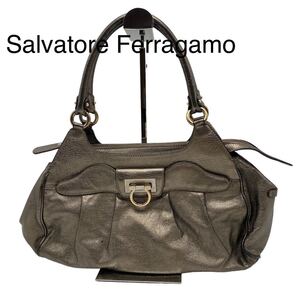 【1円～】Salvatore Ferragamo フェラガモ ハンドバッグ ガンチーニ レザー ゴールド