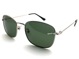 POLARIZED METAL SQUARE SUNGLASS 艶消しSILVER × 偏光DARK GREEN/メタルスクエアサングラスグリーンカラーレンズbikershadeメガネめがね