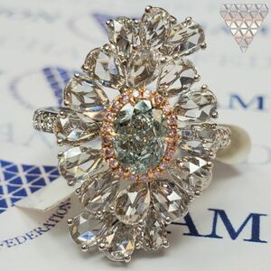 メイン 0.83 ct Fancy Blue Green GIA 天然 ブルー グリーン ダイヤモンド リング 上品 婚約指輪 ゴージャス エンゲージリング