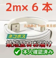6本2m  iPhone 充電器ライトニングケーブル 充電ケーブル  [xt0]